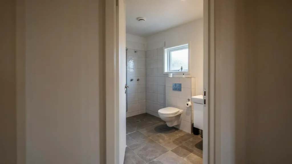 badrumsrenovering med nytt kakel klinker och v ggh ngd toalett i s vast