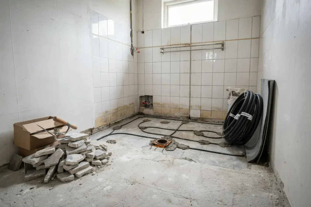 renovera badrum med ldre golvv rme reparera eller byta ut